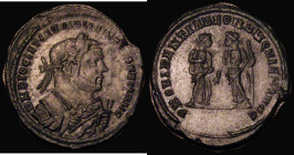 Roman Ae Follis Diocletian (249-251AD) London. Post-Abdication, (305 AD) Obverse: Laureate bust right, wearing Imperial mantle, and holding olive bran...