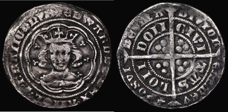 Groat Edward III Fourth Coinage, Pre-Treaty Period, Series E, V with nick in rig...