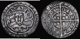 Groat Henry VI Cross-Pellet issue, Saltire on neck, fleur on breast, pellets by hair, mascle after HENRIC, Reverse with extra pellets in two quarters,...