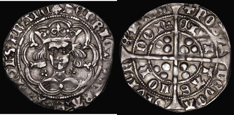 Groat Henry VI Trefoil issue, London Mint, Trefoils by neck, leaf on breast, tre...