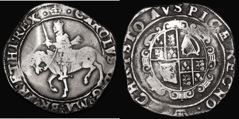 Halfcrown Charles I Group III, Third Horseman, type 3a1, No caparisons on horse,...