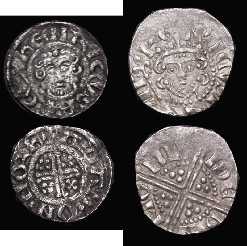 Pennies (2) John, Northampton Mint, moneyer Adam Class 5C, S.1352, 1.21 grammes,...
