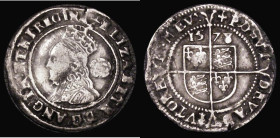 Threepence Elizabeth I 1578 Fifth Issue S.2573 mintmark Greek Cross, 1.25 grammes, Fine, with some edge nicks and some scratches within the legends
E...