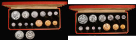 George V Set 1928 (14 coins) a 13-coin cased set comprising Crown, Halfcrown, Florin, Shilling, Sixpence, Silver Threepence, Maundy Set, Penny, Halfpe...