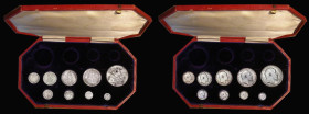 Proof Set 1902 a part set (9 coins) Crown, Halfcrown, Florin, Shilling, Sixpence and Maundy Set Matt Proofs UNC toned, lightly cleaned on the obverses...