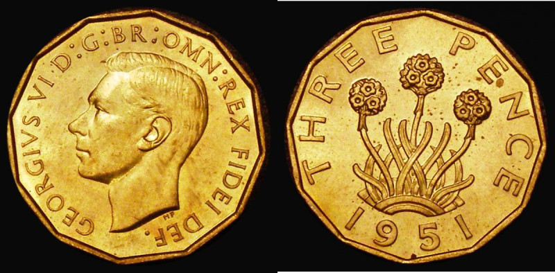 Brass Threepence 1951 Proof Peck 2397, the obverse lightly toned, the reverse wi...