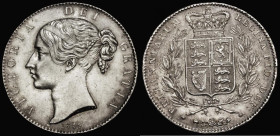 Crown 1844 Unfinished Die Pattern, the Queen's hair having a triangle-shape around the base of the hanging hair curl, Star Stops on edge, ESC 338, unl...