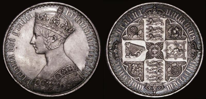 Crown 1847 Gothic UNDECIMO ESC 288, Bull 2571 About EF the reverse displaying a ...