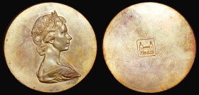 Decimal Two Pence Trial piece (c.1968-1971) Obverse : Smaller Machin portrait facing right, to right of centre, no legend, Reverse: blank except for T...