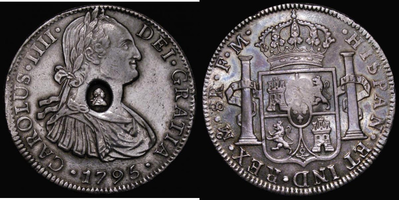 Dollar George III Oval Countermark on Mexico City 8 Reales 1795 FM ESC 129, Bull...