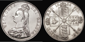 Double Florin 1888 ESC 397, Bull 2699 Bright EF the obverse with a scuff in the field
Estimate: GBP 50 - 60