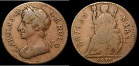 Farthing 1675 R over O in CAROLVS unlisted by Peck (similar to the Cooke Collection item 709) LCGS variety 03 VG with all major details clear, includi...