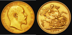 Sovereign 1902 Matt Proof S.3969, Marsh 174A, UNC with some toning, the obverse with a small flan flaw and some scuffs below the King's ear where a fo...