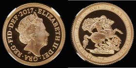 Sovereign 2017 St. George with in the Garter, Gold Proof Piedfort S.SC11, in an NGC holder 'One of the First 250 Struck' and graded PF70 Ultra Cameo
...