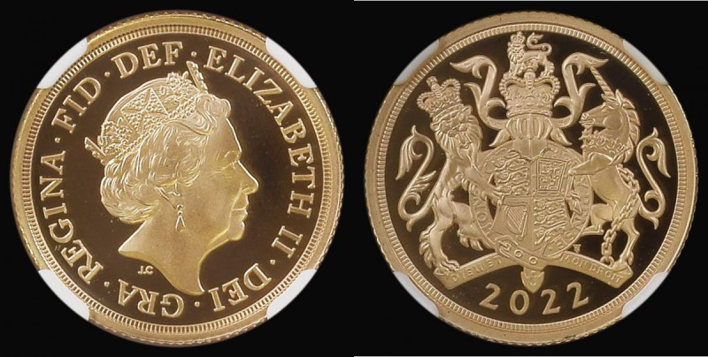Sovereign 2022 Queen Elizabeth II Platinum Jubilee Proof in an NGC holder and gr...