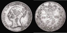 Threepence 1868 RRITANNIAR error legend ESC 2075A, Bull 3408, Davies 1291, Good Fine/VF for wear, the obverse with pitted surfaces, an extremely rare ...