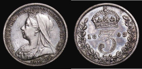 Threepence 1893 Veiled Head Proof, ESC 2105, Bull 3445, Davies 1351 dies 2A nFDC with some thin scratches in the obverse field
Estimate: GBP 75 - 100