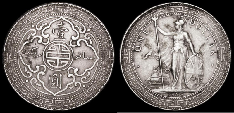 Trade Dollar 1899B KM#T5 Good Fine with some uneven toning and some surface resi...