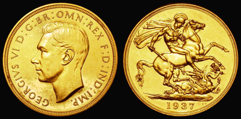 Two Pounds 1937 Gold Proof S.4075, Marsh T46, Lustrous UNC with contact marks an...