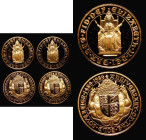 Two Pounds 1989 500th Anniversary of the First Gold Sovereign Gold Proofs (3) S.SD3, Marsh T56, nFDC to FDC the obverse each with contact marks in the...
