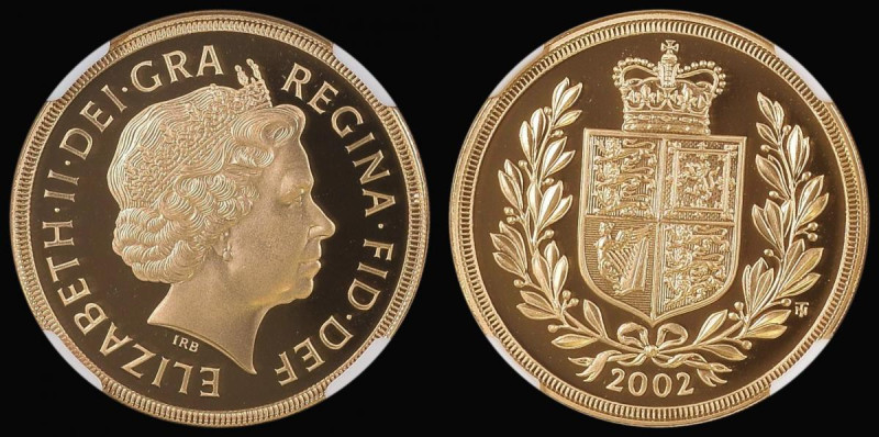 Two Pounds 2002 Shield Reverse, with fine milling S.SD5 in an NGC holder and gra...