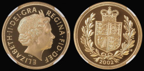 Two Pounds 2002 Shield Reverse, with fine milling S.SD5 in an NGC holder and graded PF70 Ultra Cameo, the variety not recorded on the holder. Note: Cu...