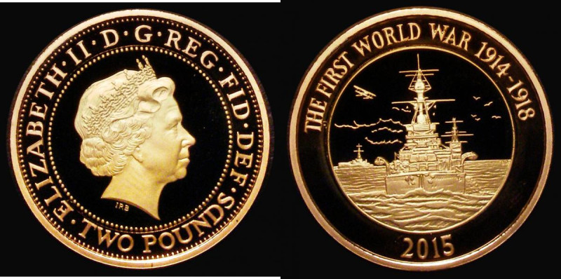 Two Pounds 2015 World War I - The Royal Navy S.K35 Gold Proof, the reverse with ...