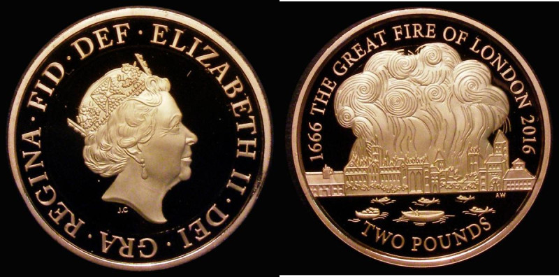 Two Pounds 2016 350th Anniversary of the Great Fire of London S.K42 Gold Proof F...
