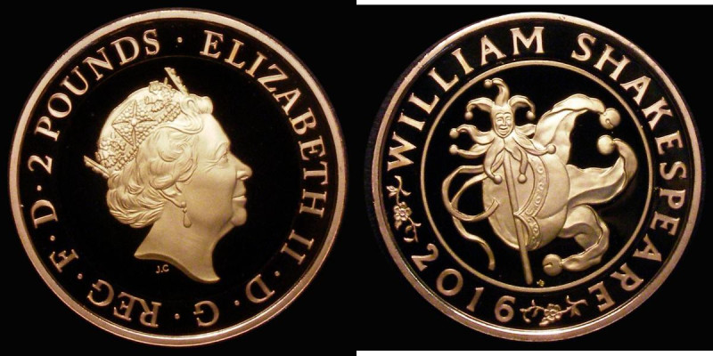 Two Pounds 2016 Shakespeare - Comedies S.K38 Gold Proof FDC in capsule, uncased ...