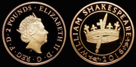 Two Pounds 2016 Shakespeare - Histories S.K39 Gold Proof, FDC in capsule, uncased with no certificate, only 238 issued, including those in the Gold Pr...