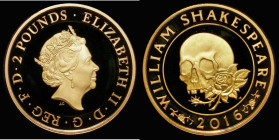 Two Pounds 2016 Shakespeare - Tragedies S.K40 Gold Proof, one small red tone spot, otherwise FDC in capsule, uncased with no certificate, only 291 iss...