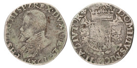 Halve filipsdaalder. Gelderland. Filips II. 1563. Fraai.