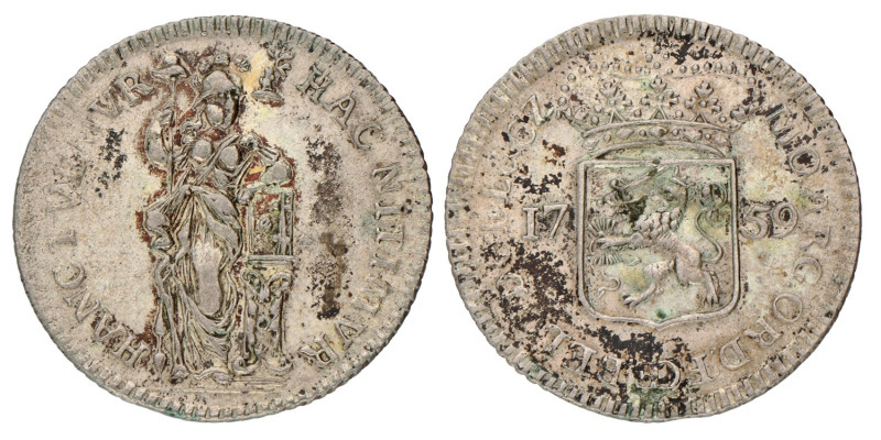 Muntmeesterpenning. Gelderland. 1759. Fraai / Zeer Fraai.
CNM 2.17.159. 3,2 g.