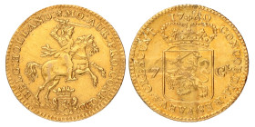 Halve gouden rijder van 7 gulden. 1760. Zeer Fraai +.