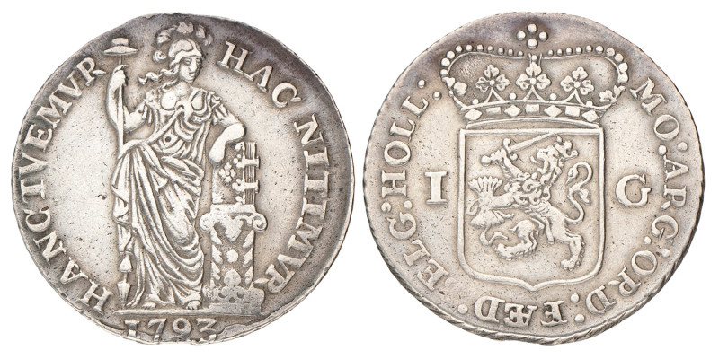 1 gulden - Generaliteits. Holland. 1793. Zeer Fraai +.
Gepoetst. CNM 2.28.104. ...