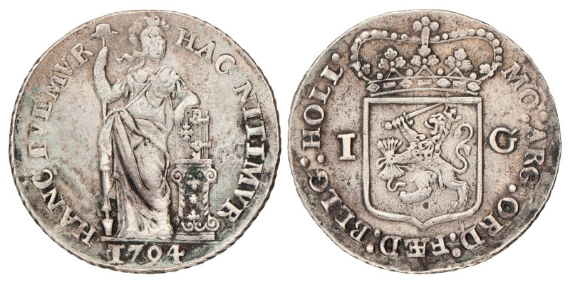 1 gulden - Generaliteits. Holland. 1794. Zeer Fraai +.
CNM 2.28.104. Delm. 1179...