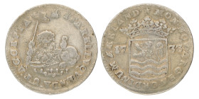 Hoedjesschelling van 6 stuiver. Zeeland. 1733. Zeer Fraai -.