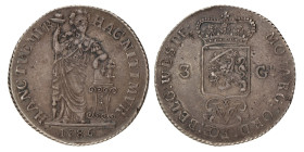 3 gulden. V.O.C. (Utrecht). 1786. Prachtig -.