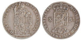 Halve generaliteitsgulden van X stuiver. V.O.C. (West-Friesland). 1786. Zeer Fraai +.