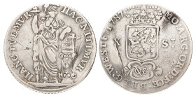 Halve generalteitsgulden van X stuiver. V.O.C. (West-Friesland). 1787. Fraai +.