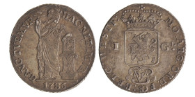 1 gulden. V.O.C. (West-Friesland). 1786. Zeer Fraai +.