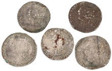 Lot (5) Zilveren dukaten. Zeeland. 1704 (2), 1705, 1713, 1714. Gemiddeld Fraai.