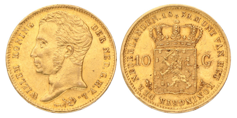 10 gulden. Willem I. 1839. Prachtig.
Gepoetst. Sch. 188. 6,76 g.