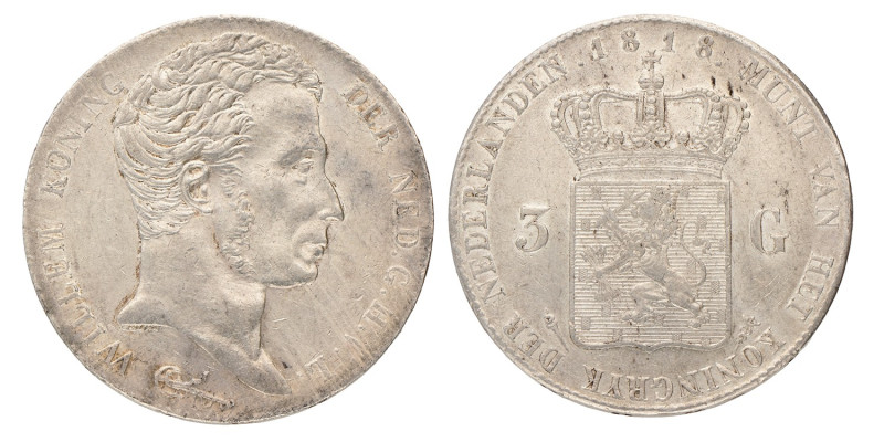 3 Gulden. Willem I. 1818. Prachtig +.
Sch. 240. 32,2 g.