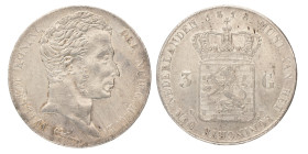 3 Gulden. Willem I. 1818. Prachtig +.