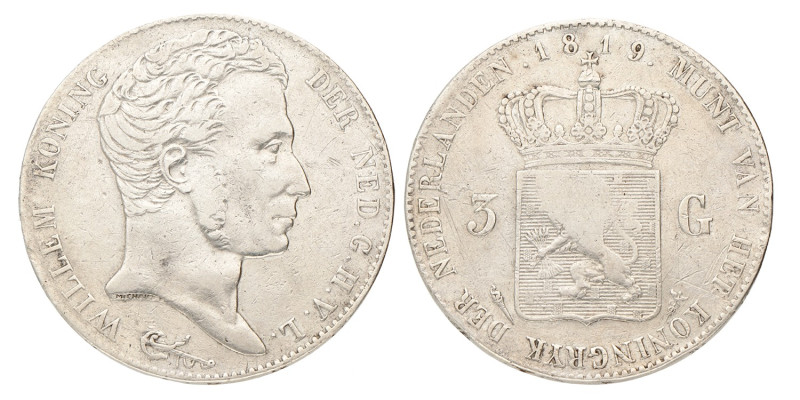 3 Gulden. Willem I. 1819 U. Zeer Fraai -.
Sch. 241. 32,2 g.