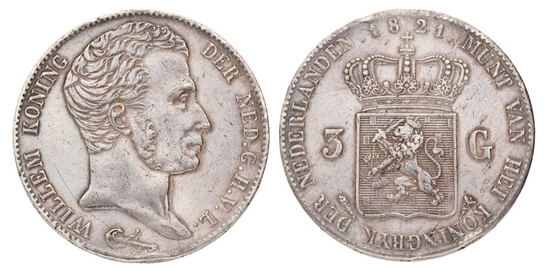 3 Gulden. Willem I. 1821. Zeer Fraai / Prachtig.
Sch. 243. 32,4 g.