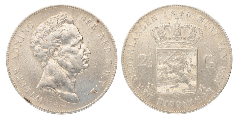 2½ Gulden. Willem I. 1840. Zeer Fraai.
Gepoetst. Sch. 257. 24,9 g.