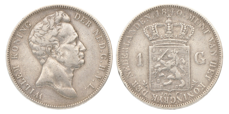 1 Gulden. Willem I. 1840. Zeer Fraai -.
Sch. 278. 10 g.
