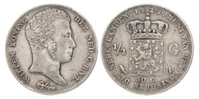 ½ Gulden. Willem I. 1829 B met Michaut op de hals. Zeer Fraai -.